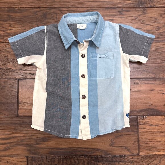 Blue Rooster Boys' Jack Shirt in Thick Blue Stripes - Picture 1 of 3